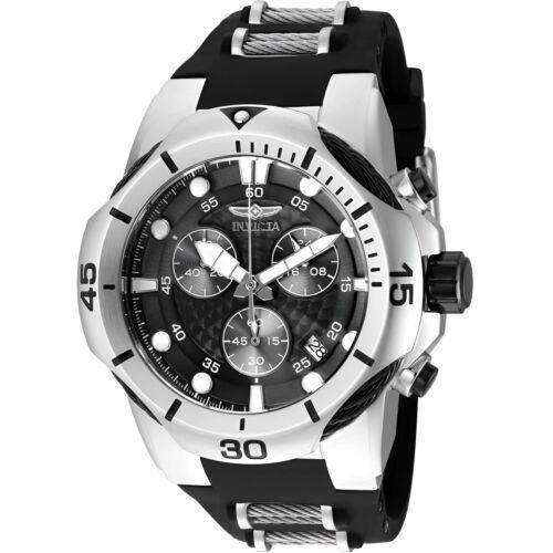 Invicta Men`s Watch Bolt Chronograph Charcoal Dial Black and Silver Strap 31166