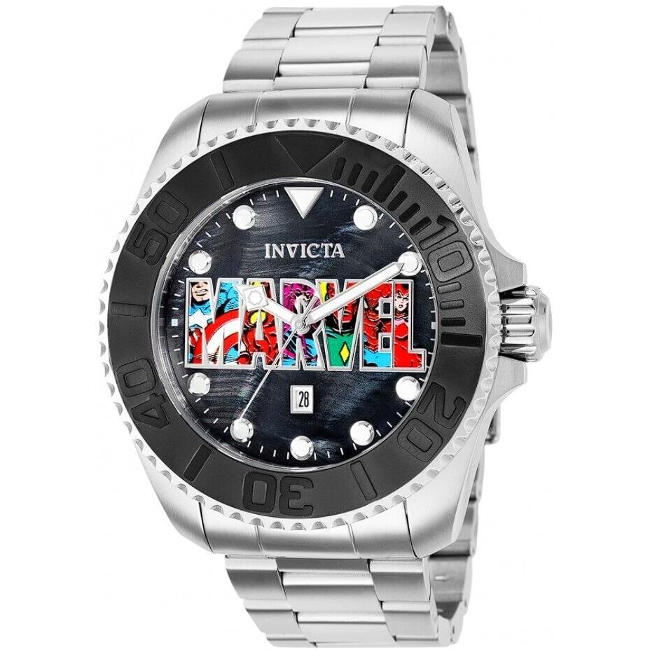 Invicta Marvel Logo Men`s 50mm Limited Collectible Mop Dial Quartz Watch 36413