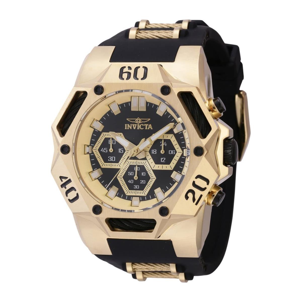 Invicta Men`s Coalition Forces 48.5mm Silicone Cable Quartz Watch Gold Model: