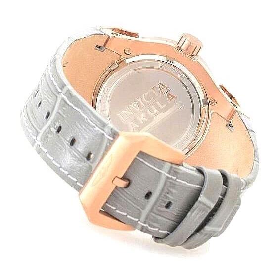 Invicta Women`s Akula 100m Rose Gold Tone S. Steel Grey Leather Watch 24463