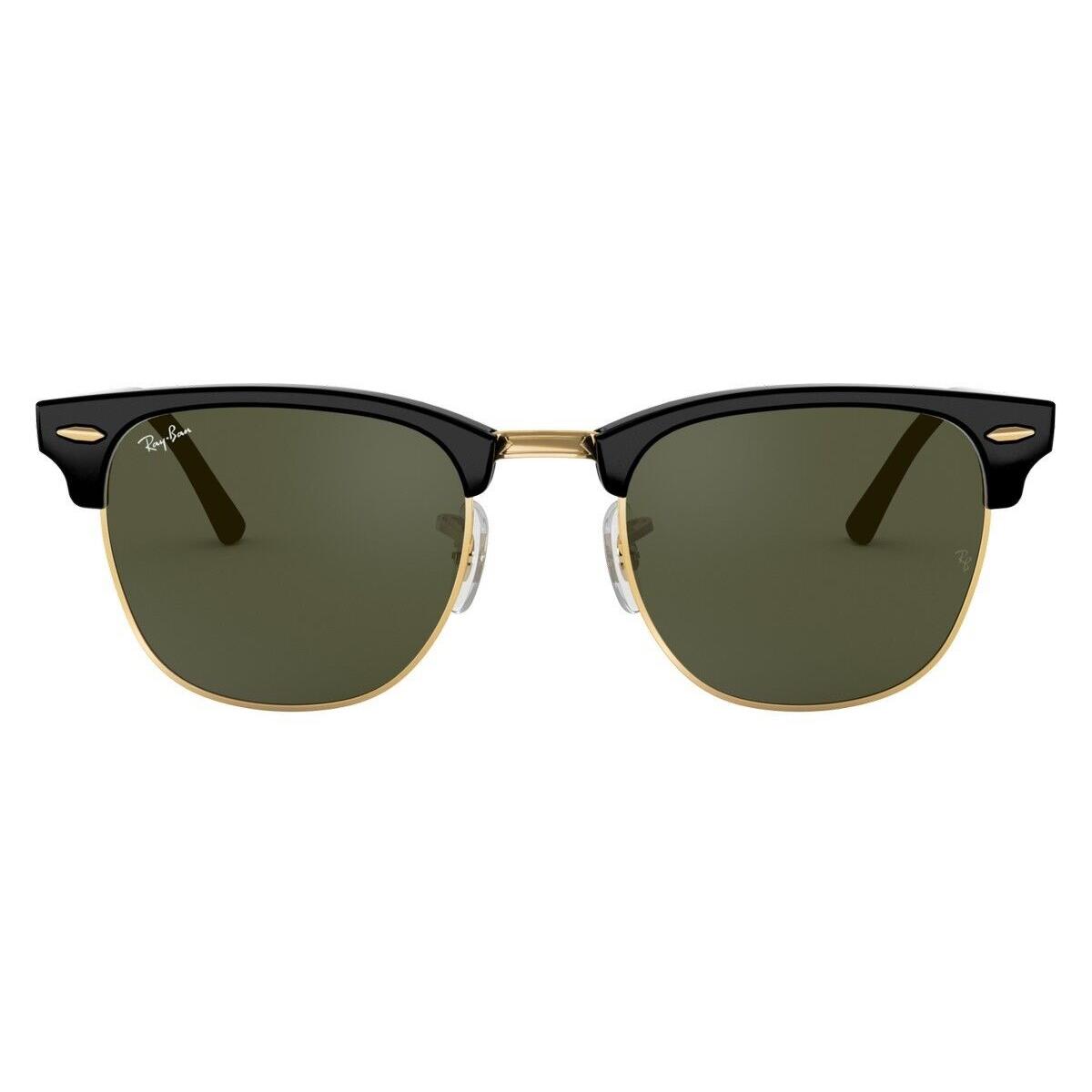 Ray-ban RB3016 W0365 Clubmaster Sunglasses - Frame: Black on Arista, Lens: Green