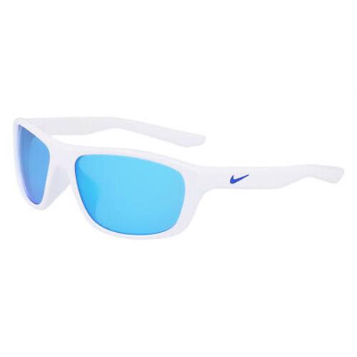 Nike Lynk M FD1817 Sunglasses White Blue Mirrored 57mm - Frame: White / Blue Mirrored, Lens: Blue Mirrored