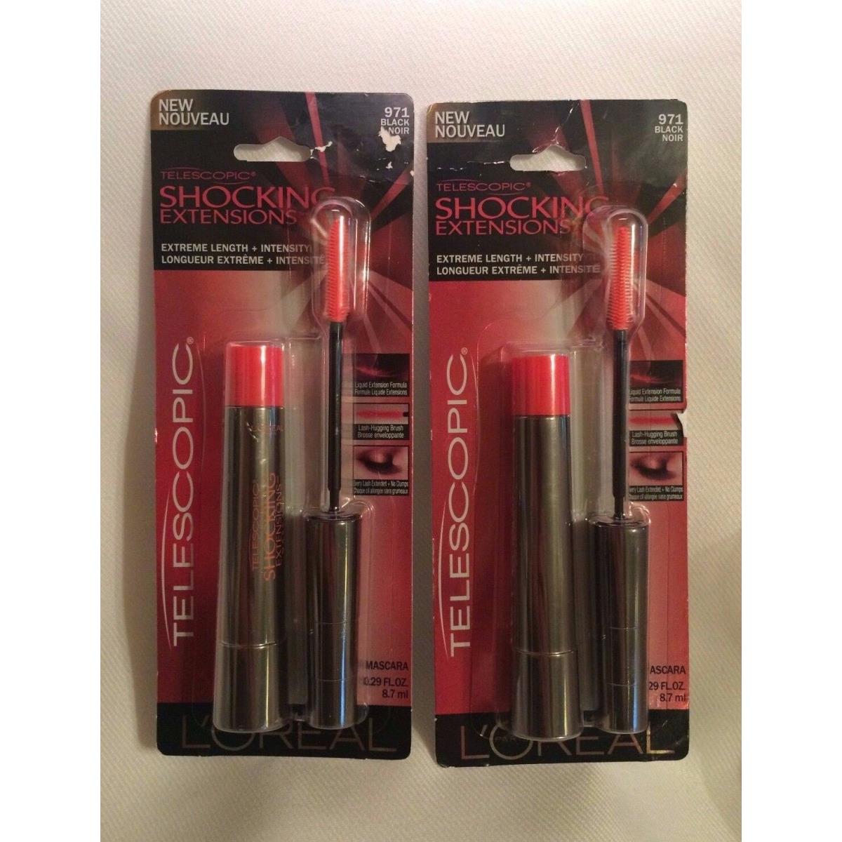 2 Loreal Telescopic Mascaras Shocking Extensions Black 971