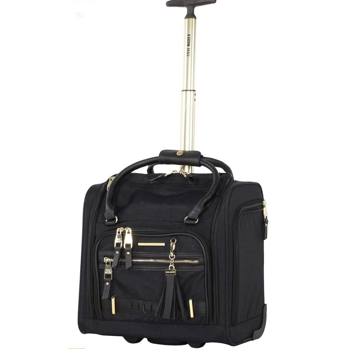 Steve Madden Underseat Wheeled Bag 15 Carryon Black Peek A Boo - Exterior: Black
