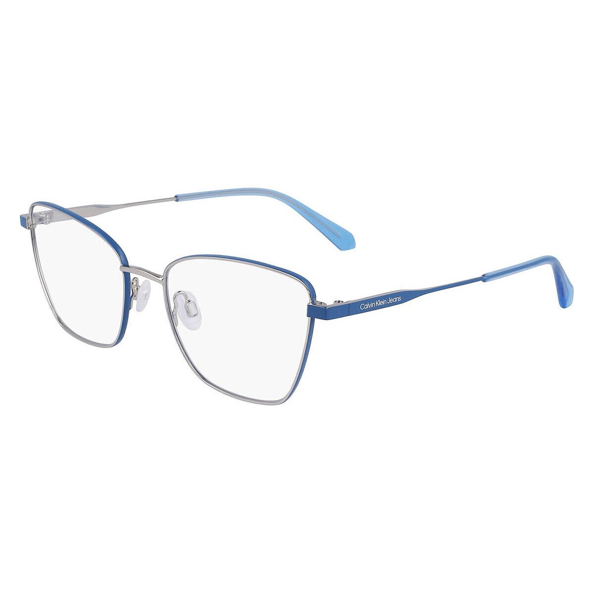 Calvin Klein CKJ23204 Eyeglasses Women Silver/blue Cat Eye 54 - Frame: Silver/Blue, Lens: