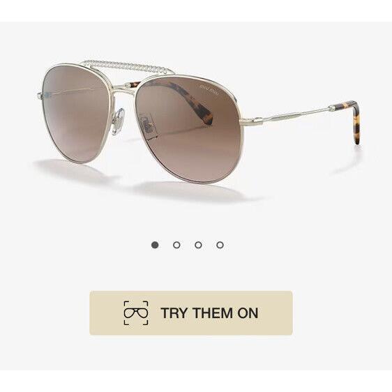 Miu Miu 57mm Round Aviator Gold/brown Grad Sunglasses