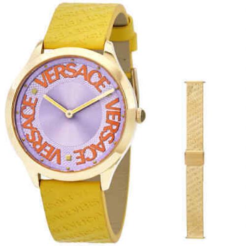 Versace Logo Halo Quartz Lilac Dial Ladies Watch VE2O00822