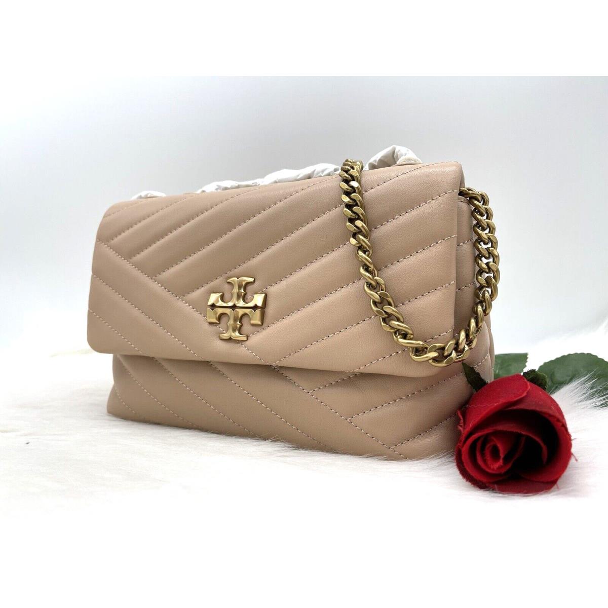 Tory Burch Kira Chevron Quilted Small Leather Shoulder Bag- Devon Sand