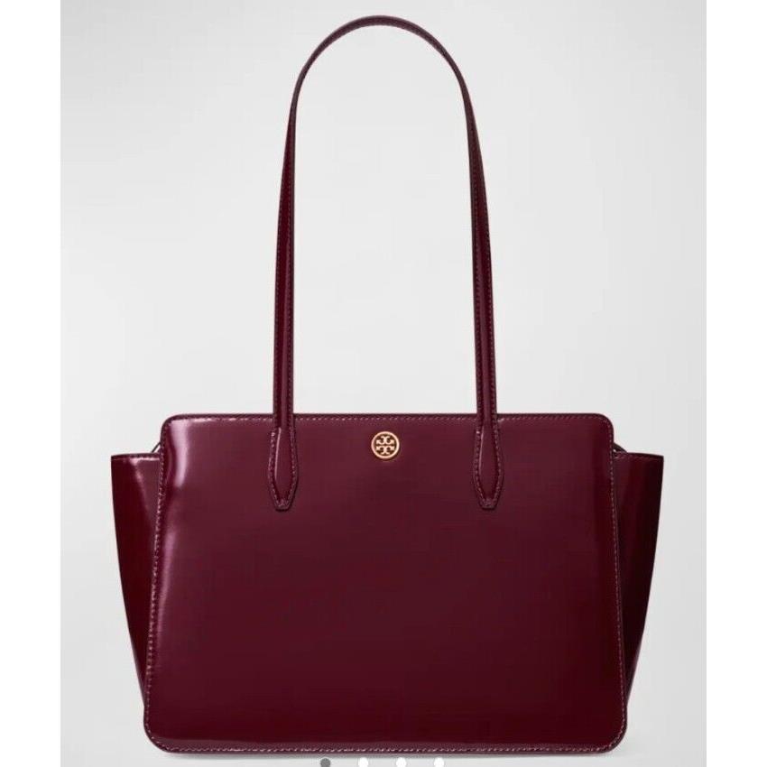 Tory Burch Robinson Small Shiny Leather Tote Bag