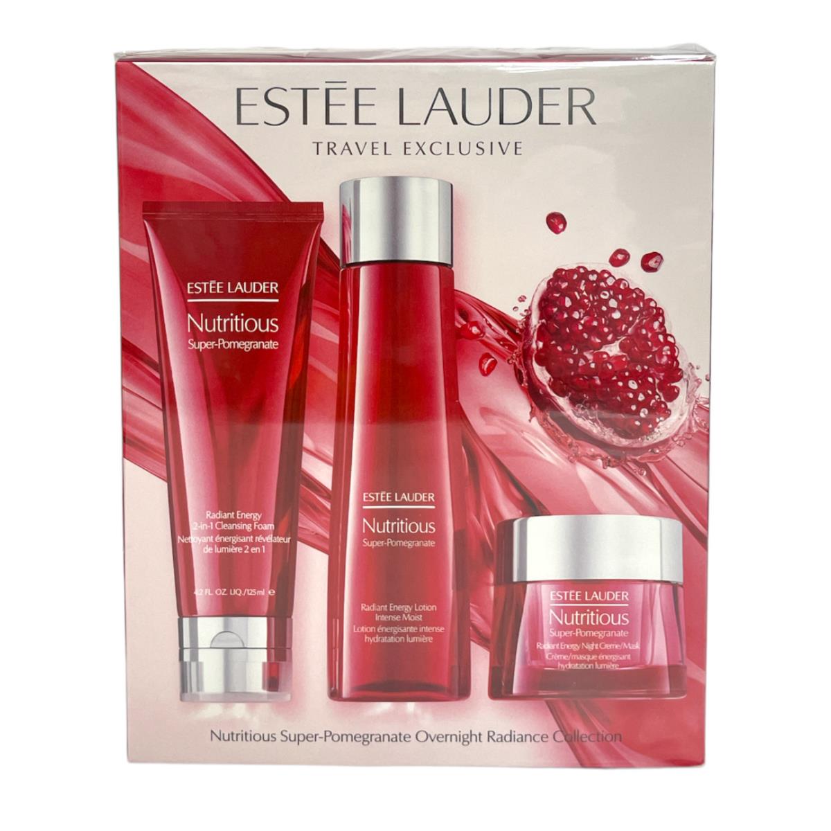 Estee Lauder Nutritious Super Pomegranate Travel Set 4.2oz 6.7oz 1.7oz