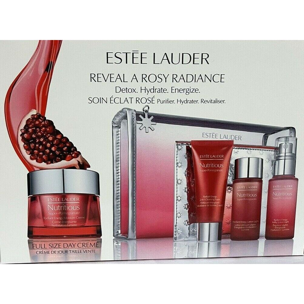 6PC Set Estee Lauder Nutritious Super-pomegranate Reveal A Rosy Radiance Detox