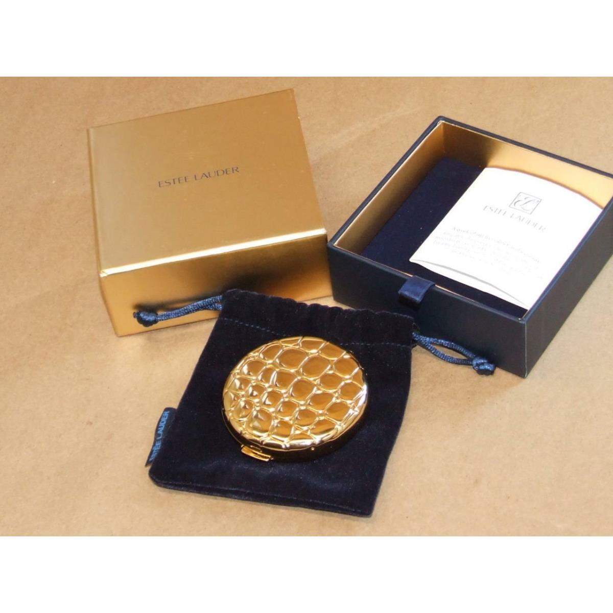 Estee Lauder Lucidity Translucent Powder Gold Alligator Compact Transparent