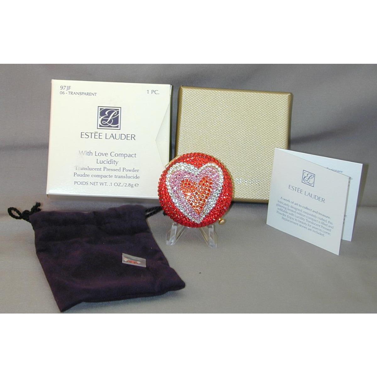 Estee Lauder Lucidity Pressed Powder with Love Crystal Hearts Compact