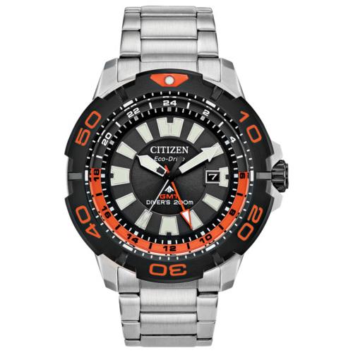 Citizen Men`s Eco-drive Promaster Gmt Silver Bracelet Watch BJ7129-56E