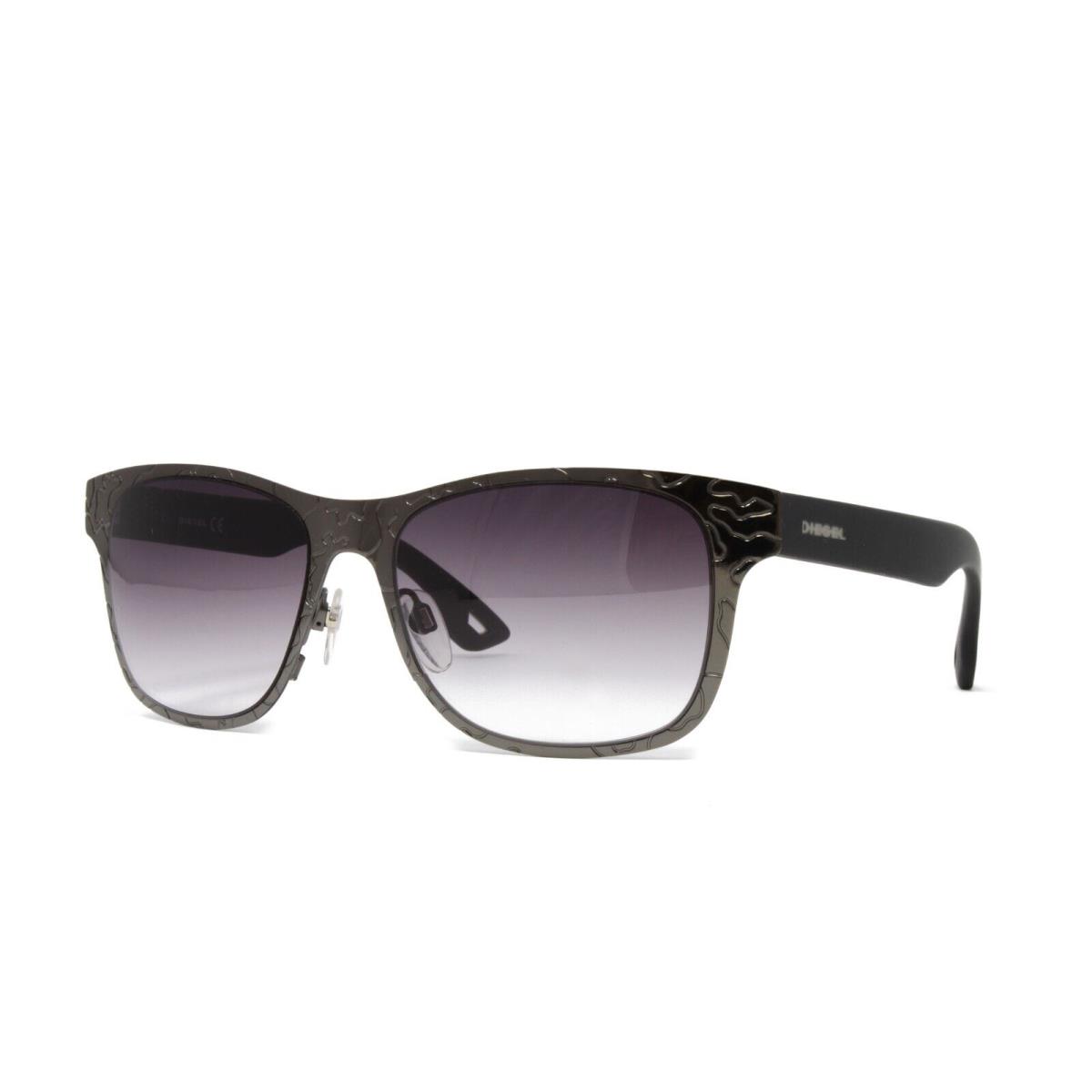 Diesel Women`s Sunglasses DL0010 08B Dark Gunmetal Black 55mm Gray Gradient Lens