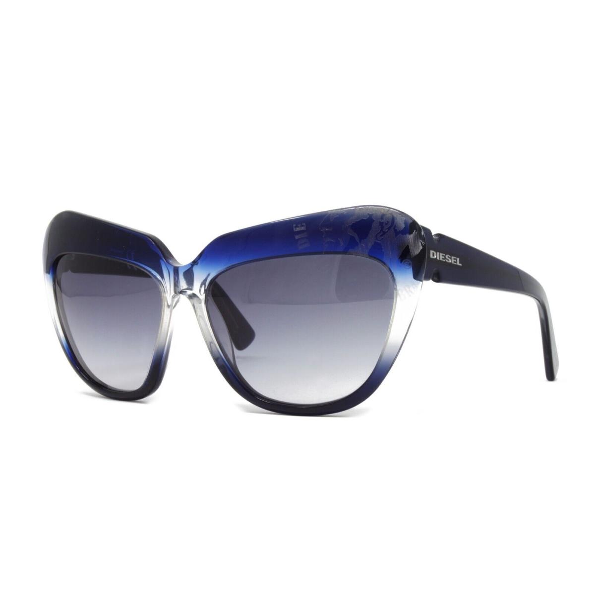 Diesel Women`s Cat Eye Sunglasses DL0047 92W Blue Gradient 59mm Gray Lens