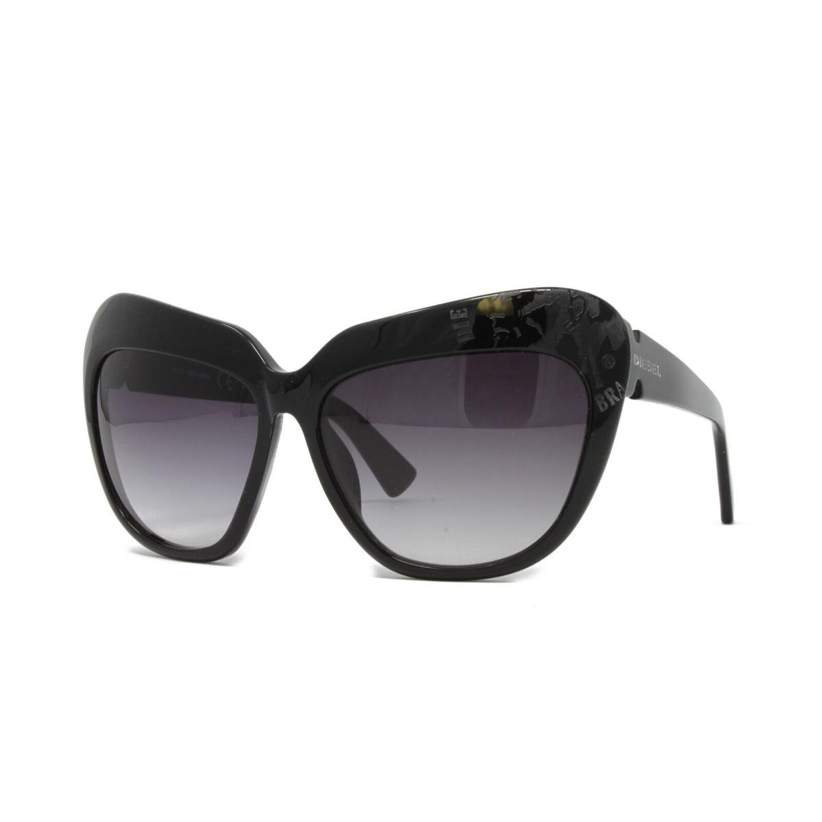 Diesel Women`s Cat Eye Sunglasses DL0047 01A Black 59mm Gray Gradient Lens