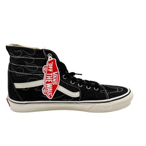 Size 11 Vans Sk8-Hi Tapered Skate Shoes Denim Embroidery Black/white