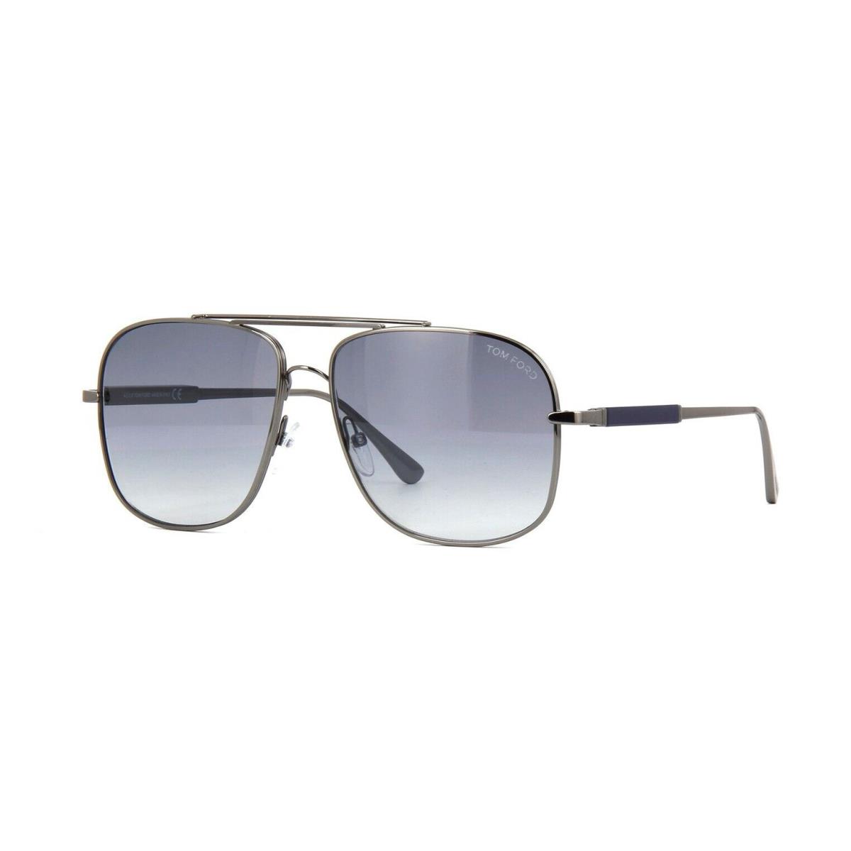 Tom Ford Jude FT 0669 Dark Ruthenium/blue Shaded 12W Sunglasses