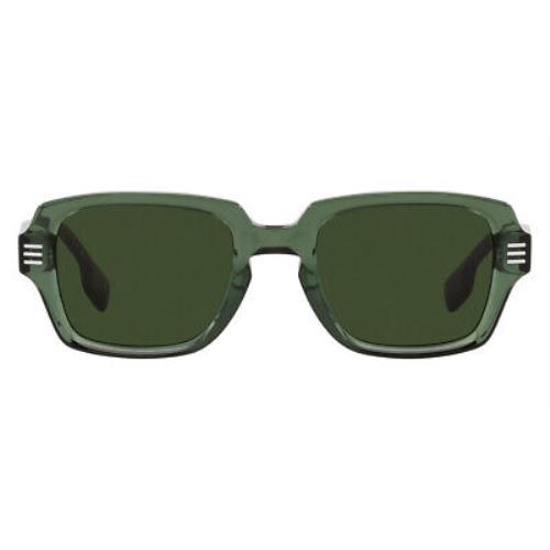 Burberry Eldon 0BE4349 Sunglasses Men Green Rectangle 51mm - Frame: Green, Lens: Dark Green, Model: Green