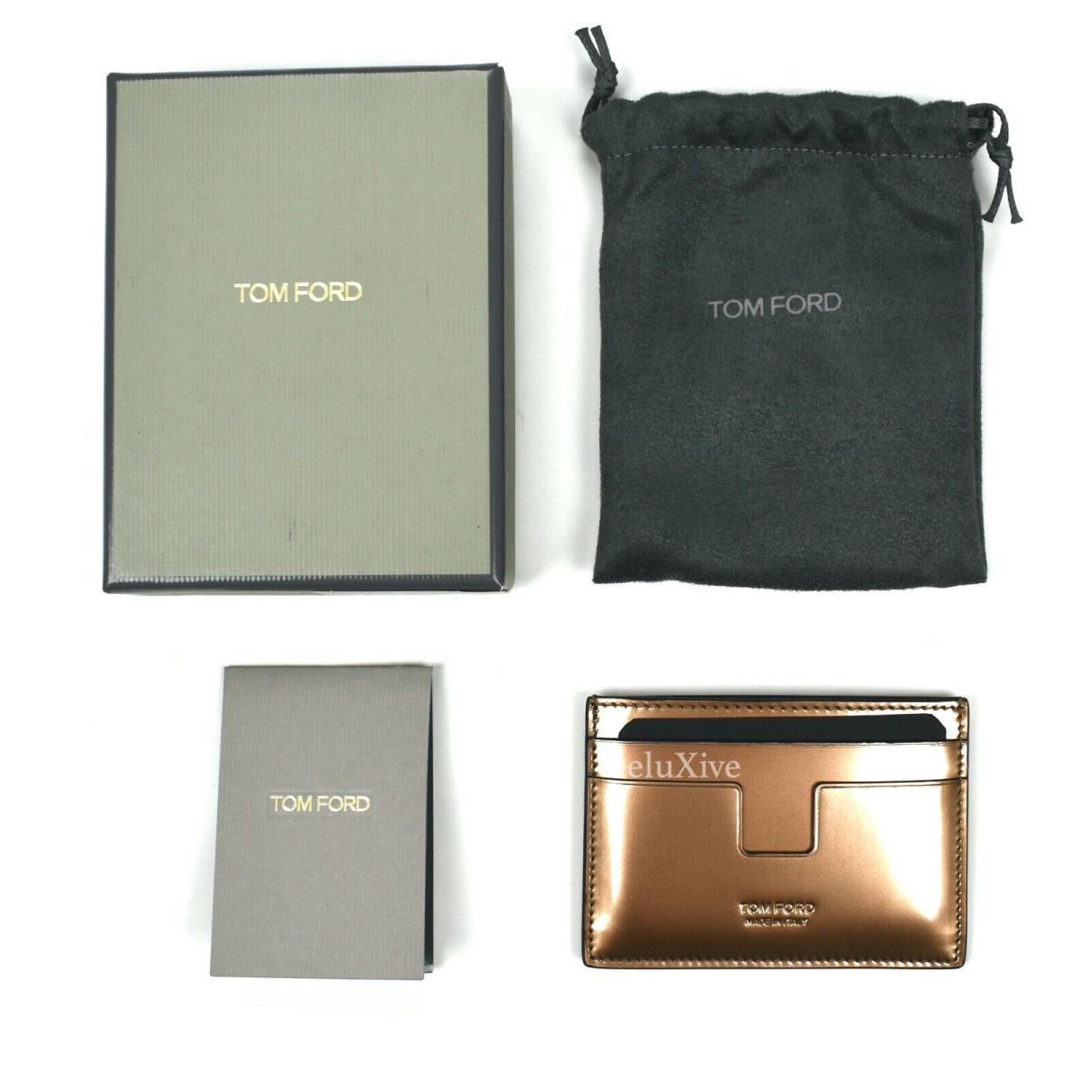 Tom Ford Mens Metallic Bronze Leather Card Holder Case Wallet