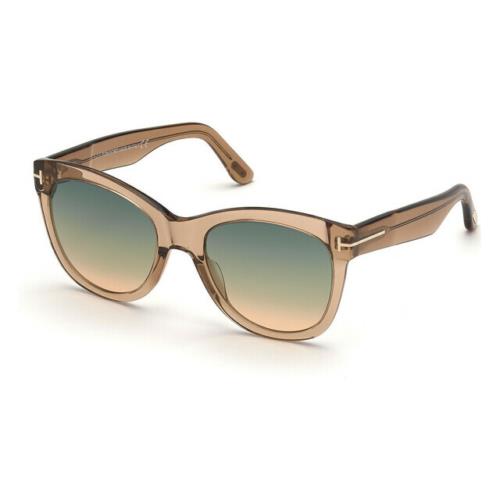 Tom Ford Wallace FT 870 45P Sunglasses Transparent Caramel / Green Rose Gradient