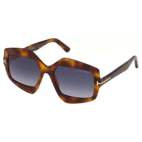 Tom Ford FT 0789 789 53W Sunglasses Blonde Havana Blue Gradient Lens 55mm