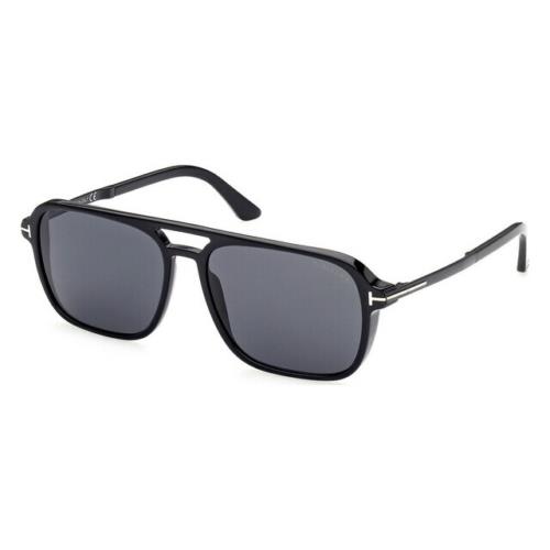 Tom Ford Crosby FT 910 01A Sunglasses Black / Grey Square - Black Frame, Grey Lens