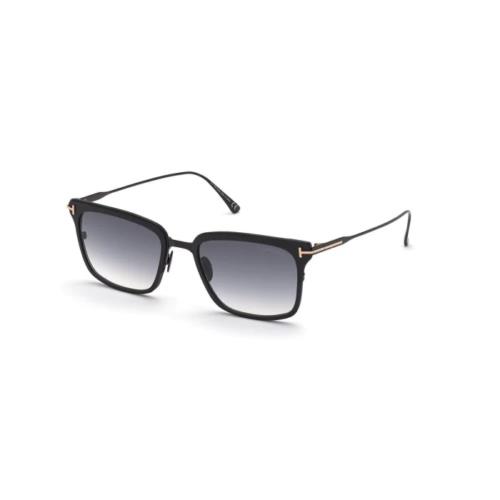 Tom Ford Hayden FT 831 01K Sunglasses Black Gold / Grey Gradient Square Titanium - Black / Gold Frame, Gray Lens