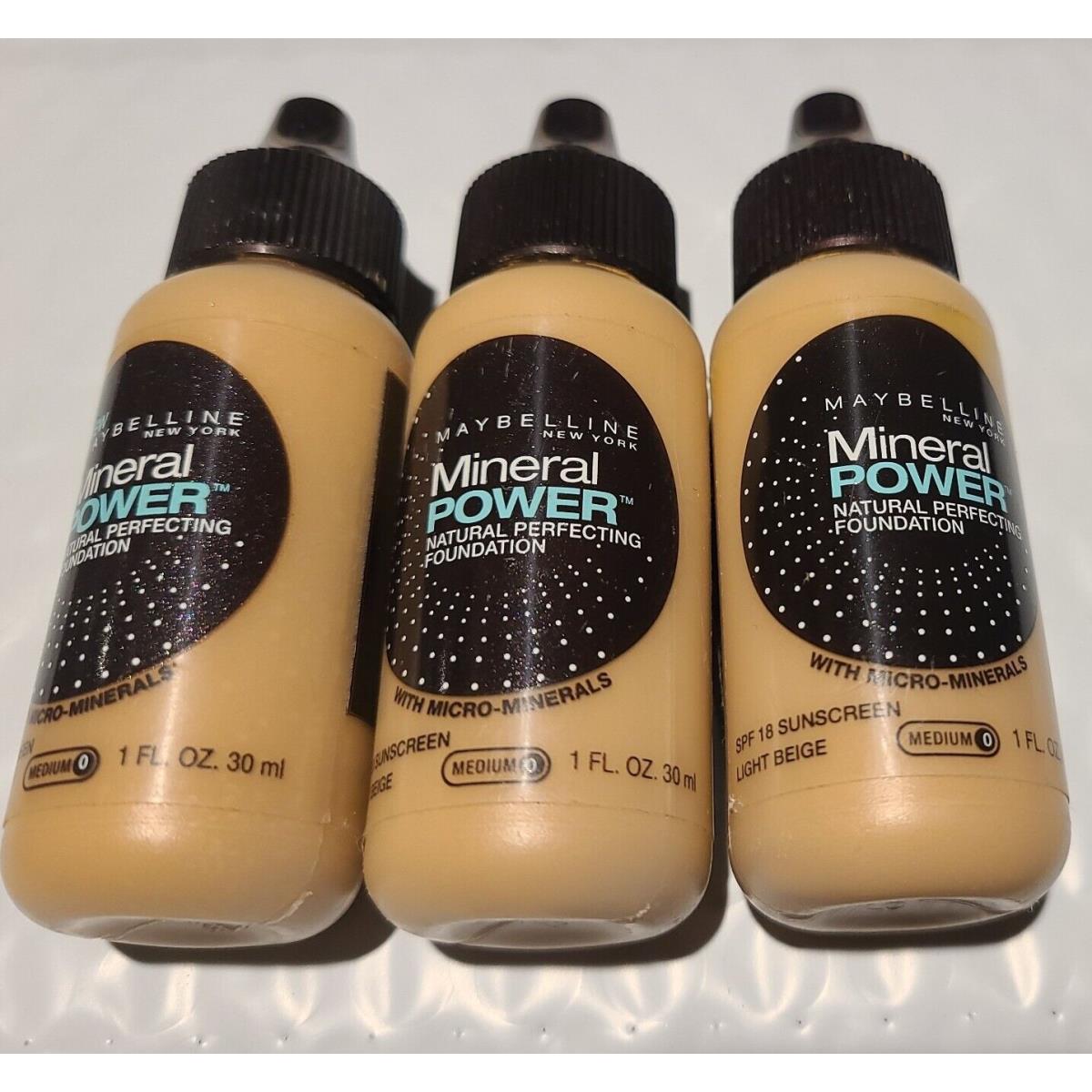 3 Pieces Maybelline Light Beige Medium 0 Mineral Power Foundation New no Seal