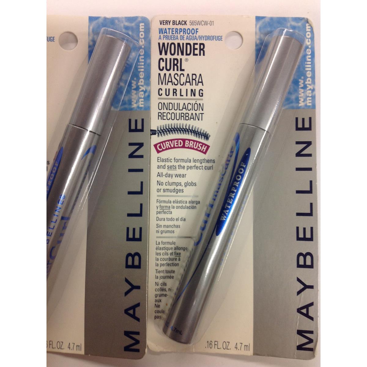 Lot OF 3 Maybelline Wonder Curl Waterproof Mascara Very Black New