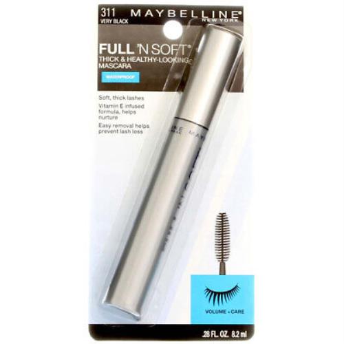 6 Pack Maybelline Full `N Soft Waterproof Mascara Very Black 311 0.28 fl oz