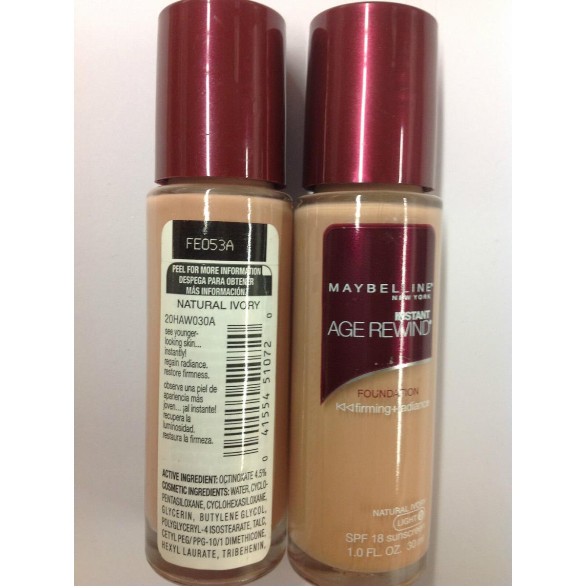 3 X Maybelline Instant Age Rewind Foundation SPF18 Natural Ivory Light-3