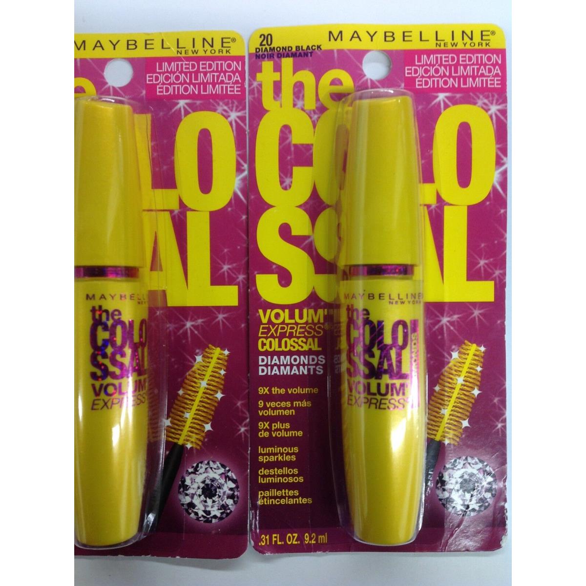 6 X Maybelline The Colossal Mascara Diamond Black 20 New