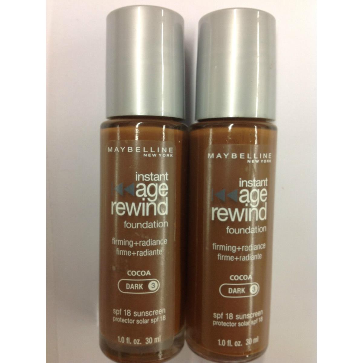 5 X Maybelline Instant Age Rewind Foundation Cocoa Dark-3 Silver Cap New