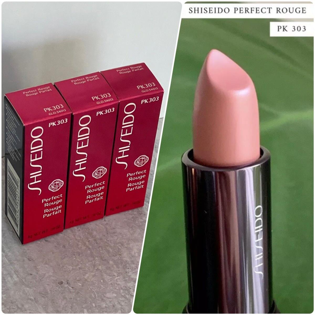 3x Shiseido Perfect Rouge Lipstick - PK303 - Full-size .14 Oz. - Boxed