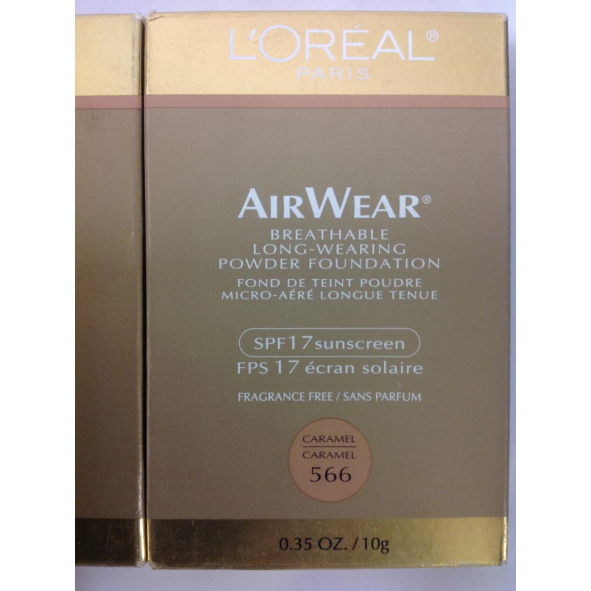 3 X L`oreal Airwear Breathable Long-wearing Powder Foundation Caramel 566 SPF17