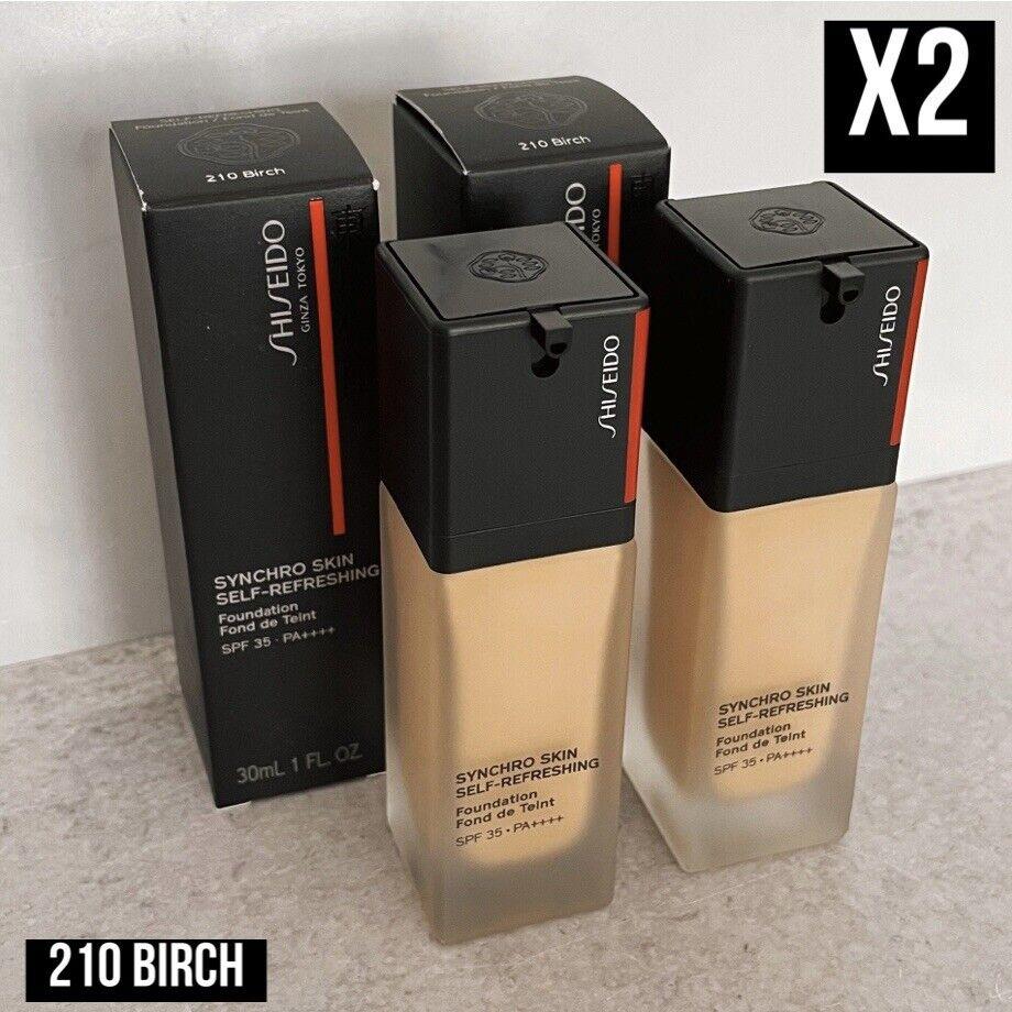 2x Shiseido Synchro Skin Self-refreshing Foundation Spf 30 210 Birch 1oz / 30ml