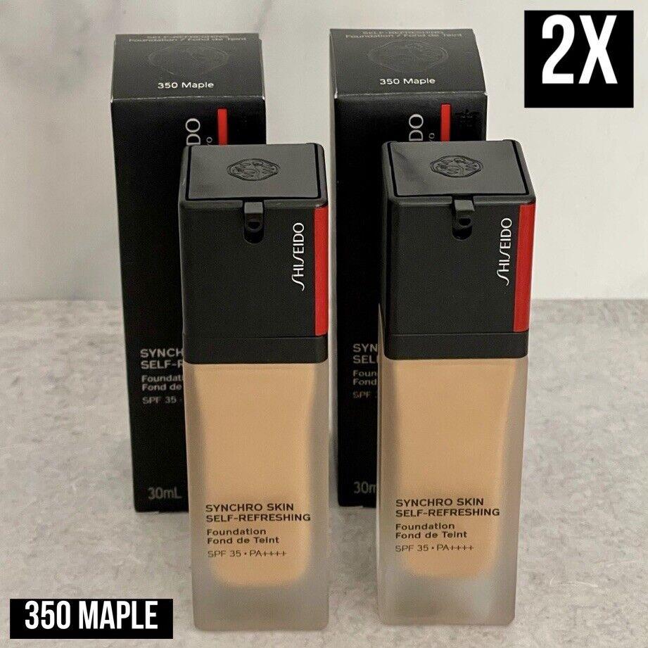 2x Shiseido Synchro Skin Self-refreshing Foundation SPF35 350 Maple 30ml/1oz Ea