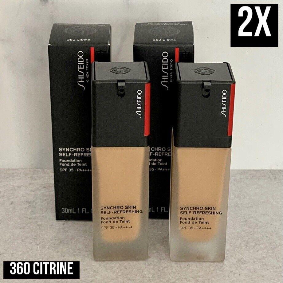 2x Shiseido Synchro Skin Self-refreshing Foundation SPF35 - 360 Citrine 30ml/1oz