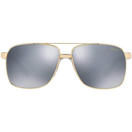 Versace Square Sunglasses VE2174 1002Z3 Gold / Dark Grey Mirror Silver Polarized