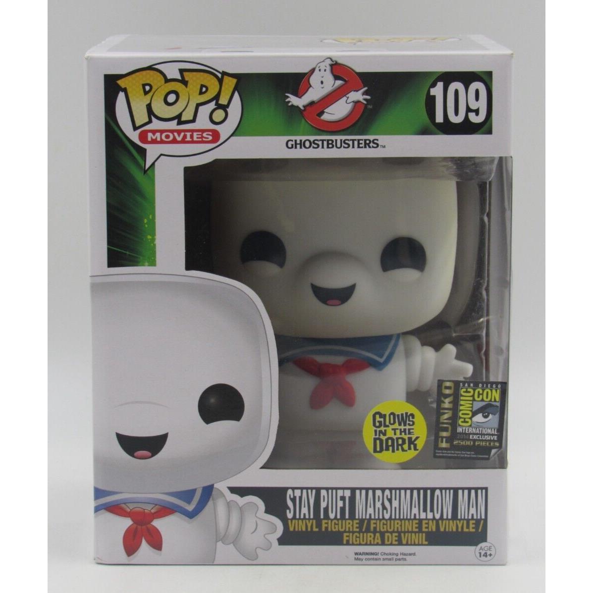 Funko Pop Ghostbusters Stay Puft Marshmallow Man 109 Sdcc Exclusive Gitd