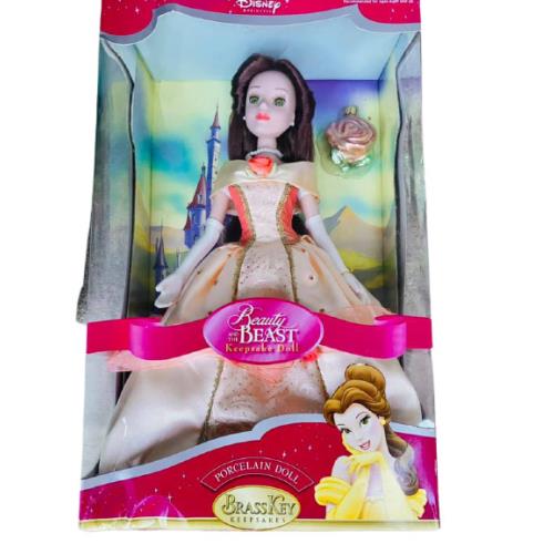 Holiday Disney Princess Brass Key Porcelain Keepsake Doll Belle