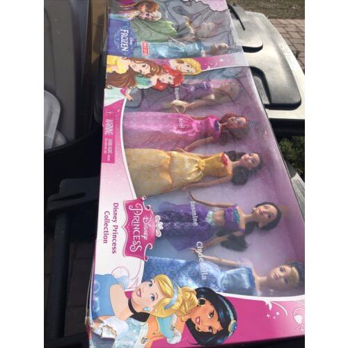 Mattel Disney Princess Collection 7 Dolls Anna Elsa Target Opening Wear Box Rip