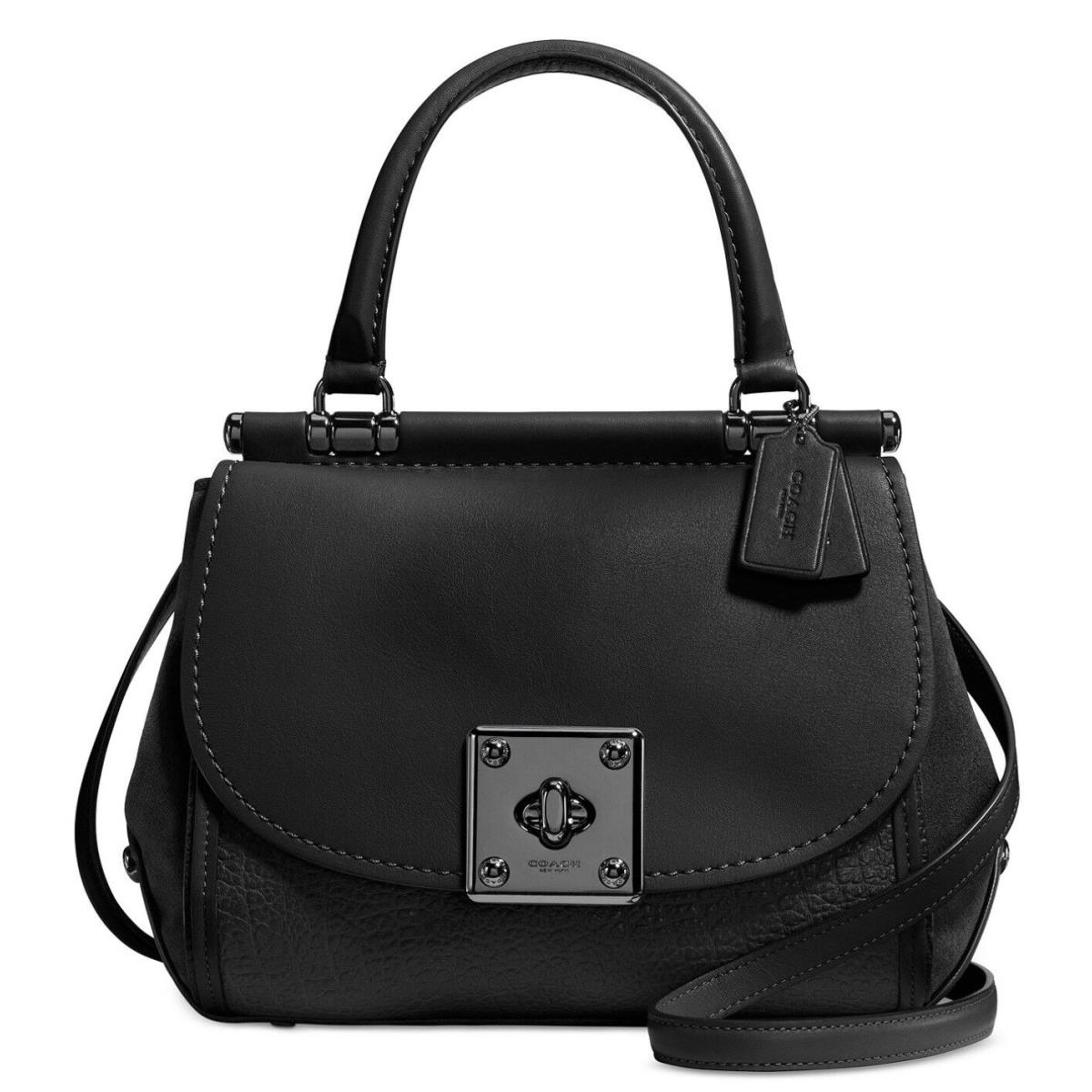 Coach 38388 Drifter Top-handle Satchel Mixed Leather Black Black Hardware