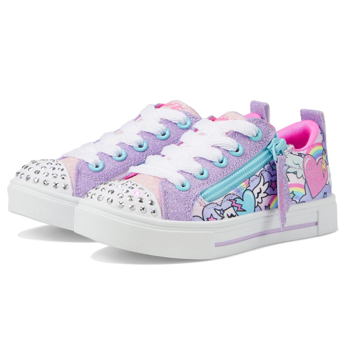 Girl`s Shoes Skechers Kids Twinkle Sparks - Flying Hearts 314805L Little Kid Lavender/Multi