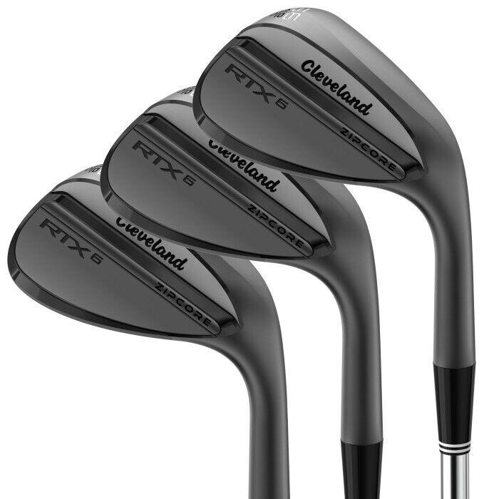 Cleveland Rtx 6 Black Satin 50 54 58 Wedges Mid Bounce Left Hand - 3 Pack