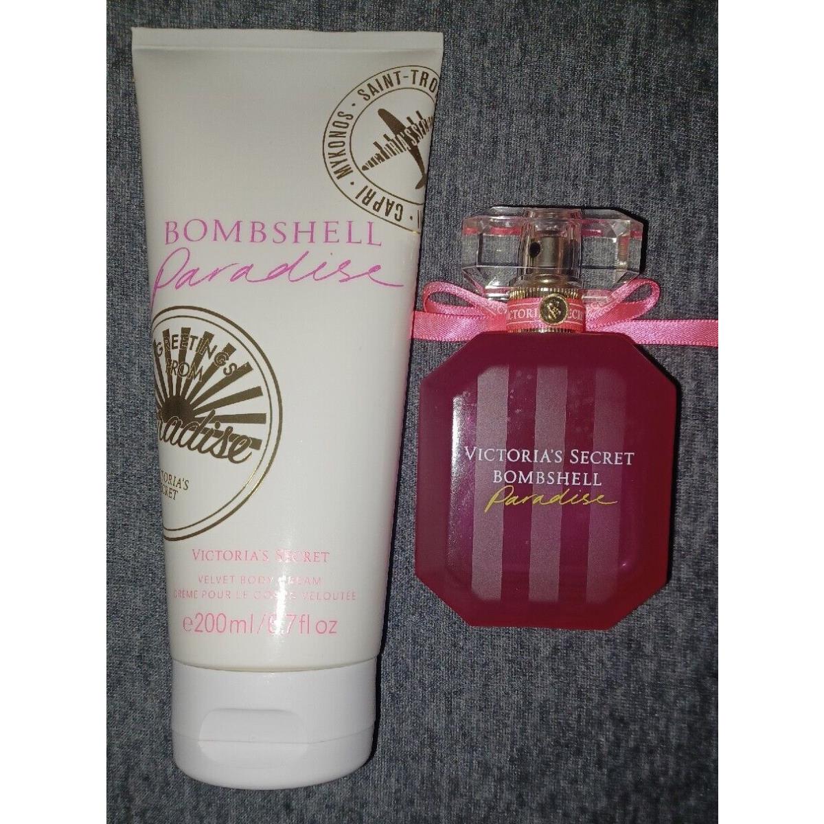 Victoria`s Secret VS Bombshell Paradise Eau DE Perfume 1.7 fl oz Nwob Body Cream 6.7 fl oz