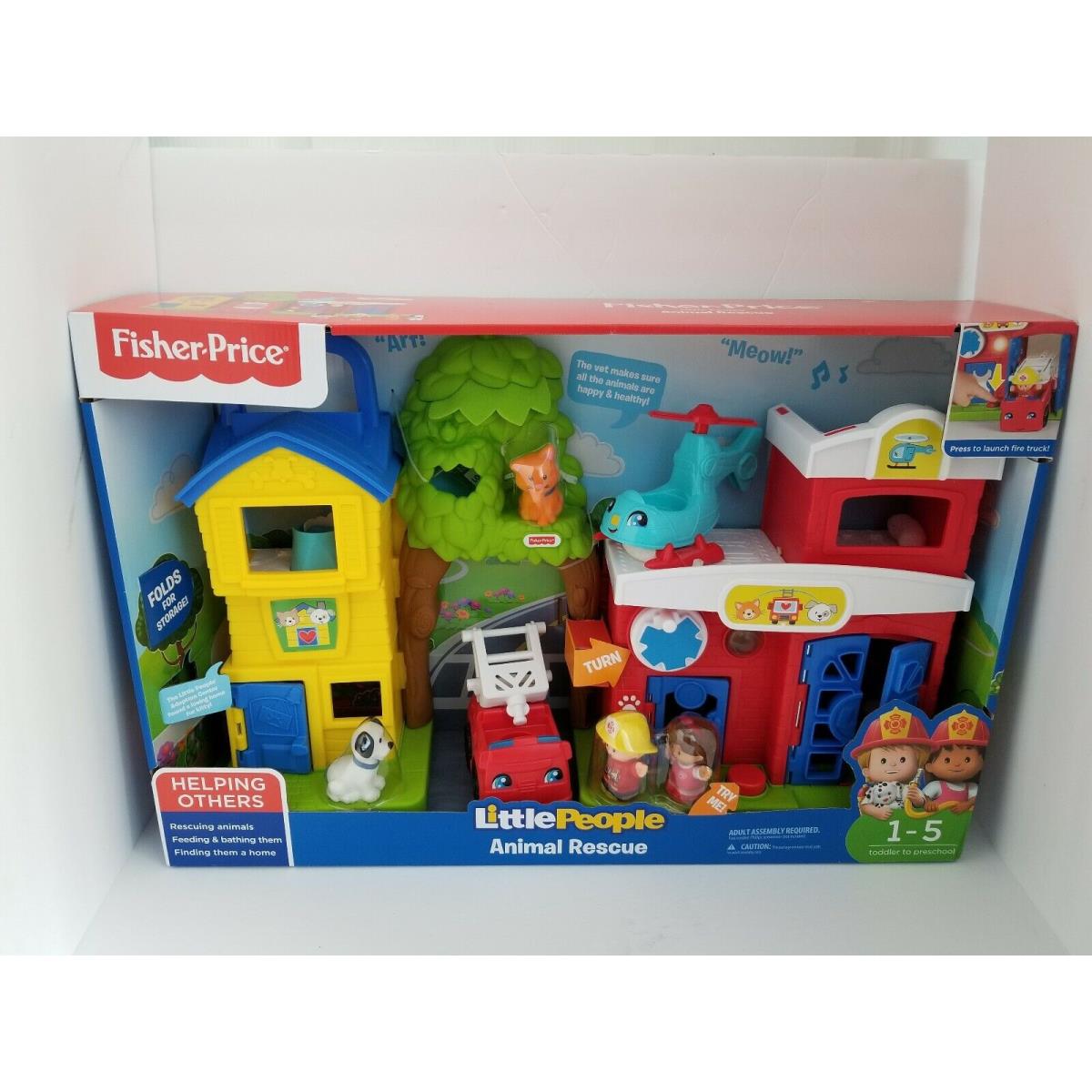 Little People Animal Rescue Fire Station Fire Truck Dog Cat Kitten Fisher Price