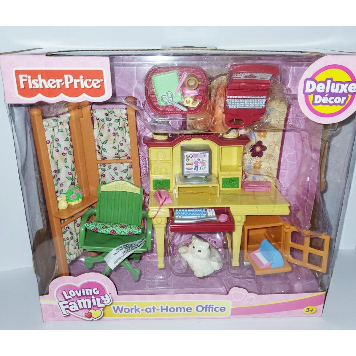 Loving Family Twin Time Grand Doll House Play Set Work at Home Office Cat